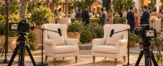 Podcast de boda en Sevilla con dos cámaras y microfonía discreta